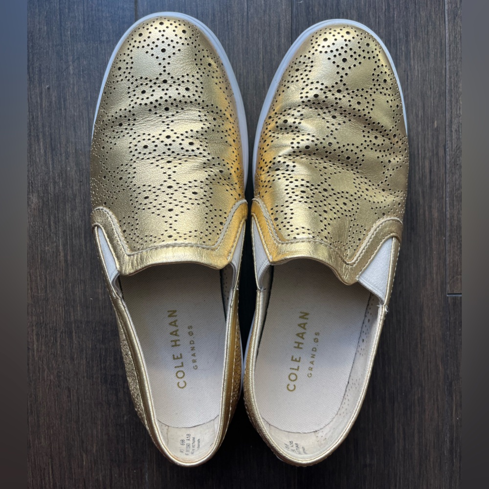 Cole Haan Gold Slip-On Shoes